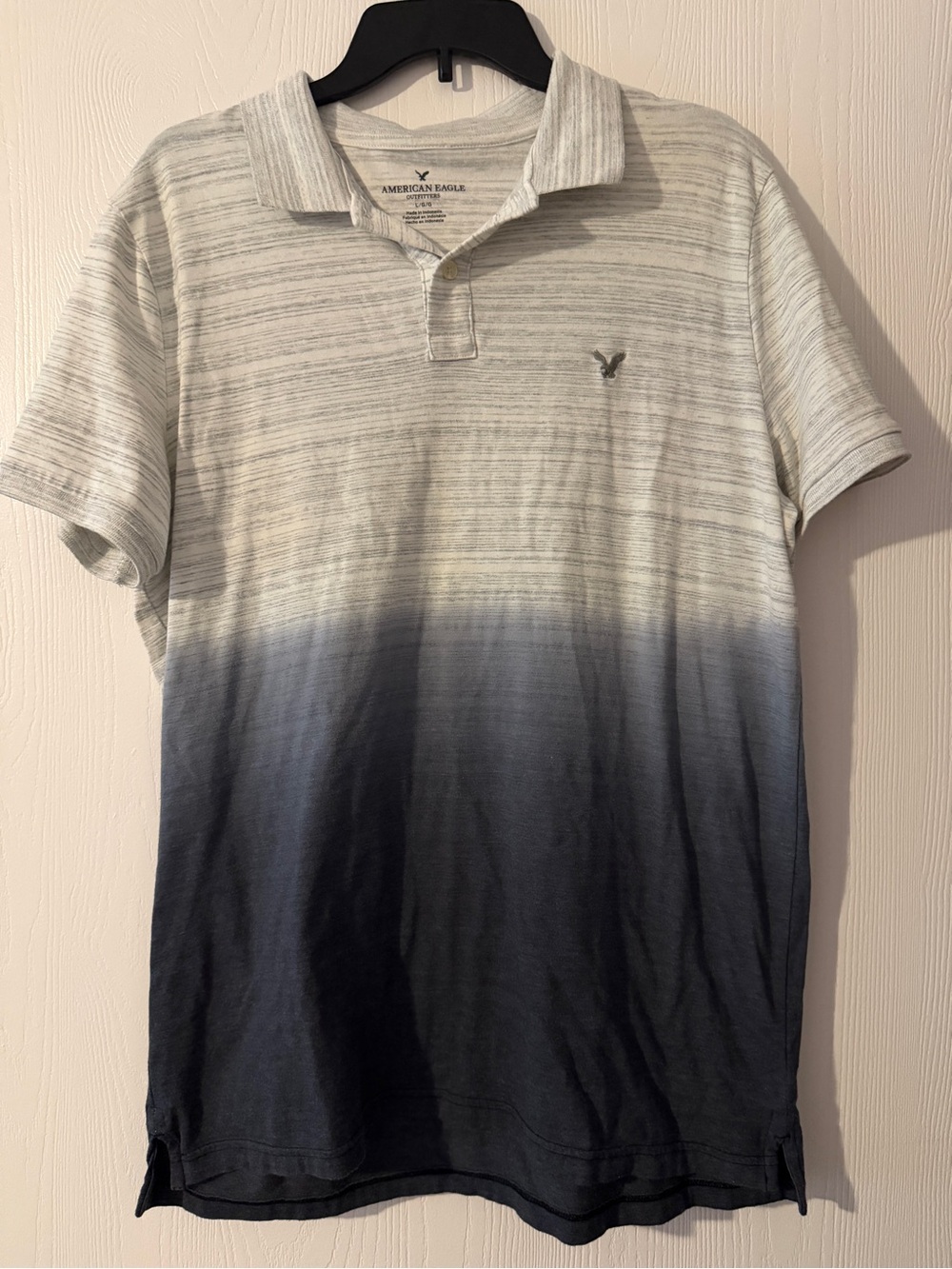 American Eagle Polo Short Sleeve Gray Gradient Collared T-Shirt L